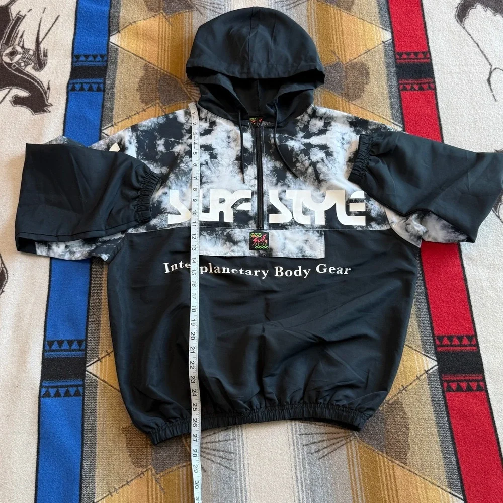 Surf Style Interplanetary Body Gear Black White Tie Dye Windbreaker Set Medium